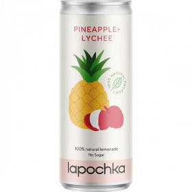 лимонад LAPOCHKA PINEAPPLE + LYCHEEАнанас - Личи, без сахара, ж/б 0,33